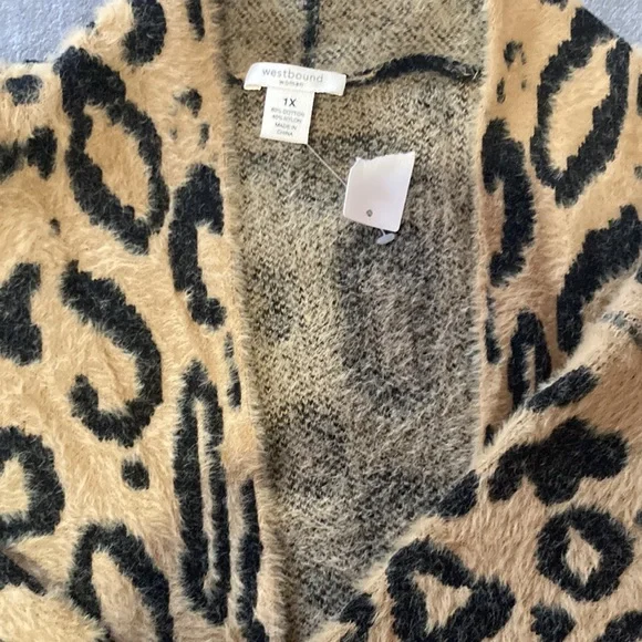 Westbound leopard long cardigan, fuzzy, soft - Picture 9 of 10